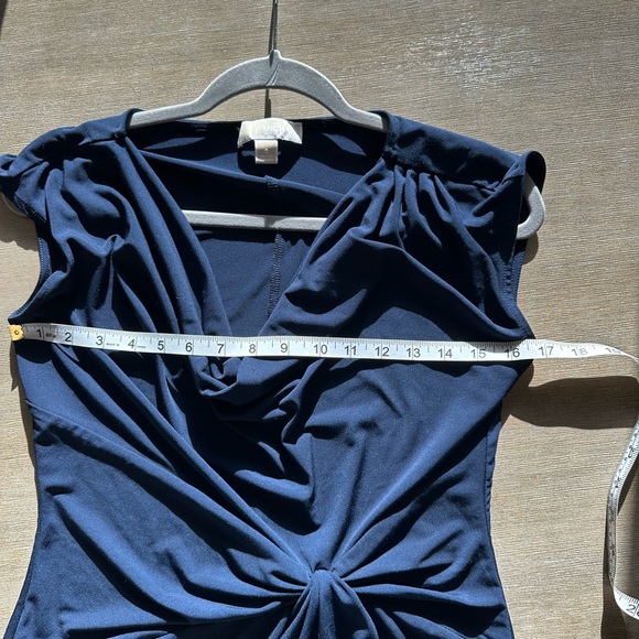 Michael Kors Navy Blue Draped Midi Dress - Picture 2 of 6